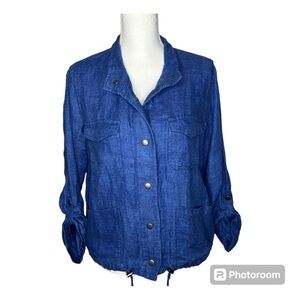 C & C California 100% Linen Denim Blue Jacket Size S